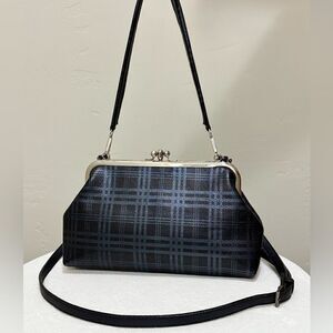 Genuine Deer-hide Leather Handmade Vintage Style Double Kisslock Purse/Crossbody